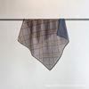Double-sided heterochrome cotton and linen square scarf 71 new high-end versatile scarf old money style shawl cashew flower herringbone pattern