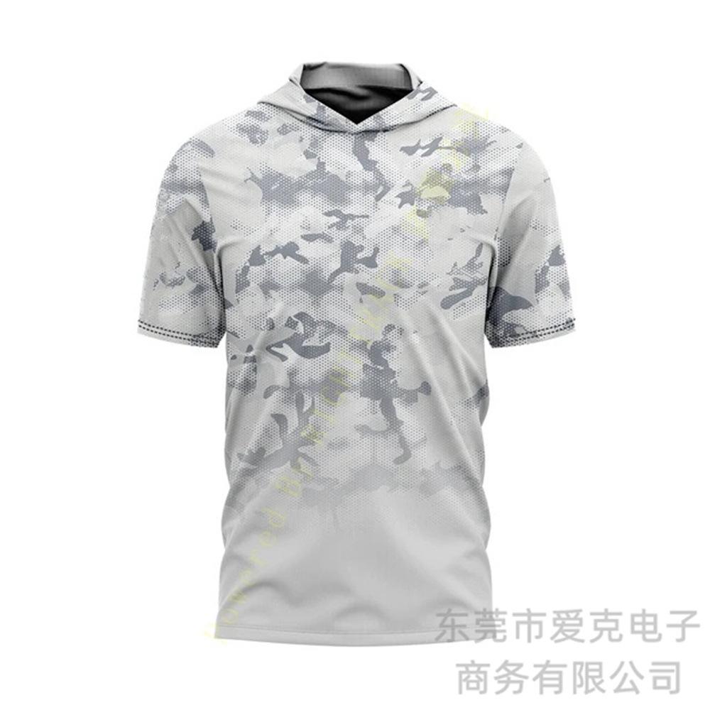 Fishing clothing Sunscreen quick-drying clothing Summer men's short-sleeved hooded outdoor sportswear Breathable Luya fishing shirt