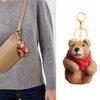 Adorable Felt Brown Bear Charm Keychain Lovely Animal Pendant for Backpack or Handbags Fashionable Key Accessory