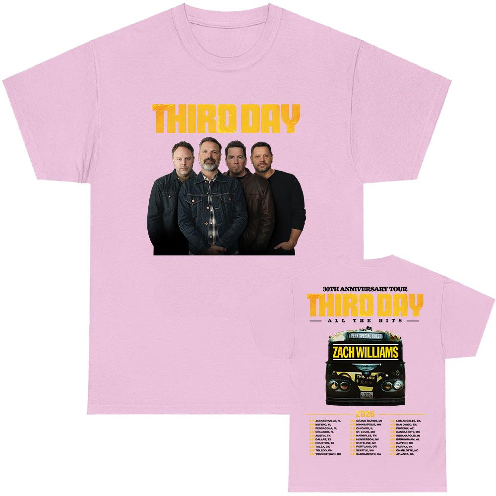 Third Day Third Day 30th Anniversary Tour 2026 T-shirt Unisex Streetwear Cotton Short Sleeve Tshirts All The Hits Print Tee