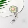 Transparent Worker ID Card Pull Buckle Cute ID Card Badge Holder Clip Floral Badge Reel  For Women