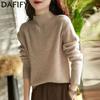 Women's Fashion Casual Fall Winter Solid Color Print Long Sleeve Half Turtleneck Sweaters