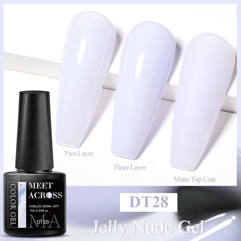 MEET ACROSS 1 Bottle 7ml Jelly Amber Gel Polish Translucent Jelly Nail Gel Manicure UV LED Semi Permanent Soak Off Nail Polish