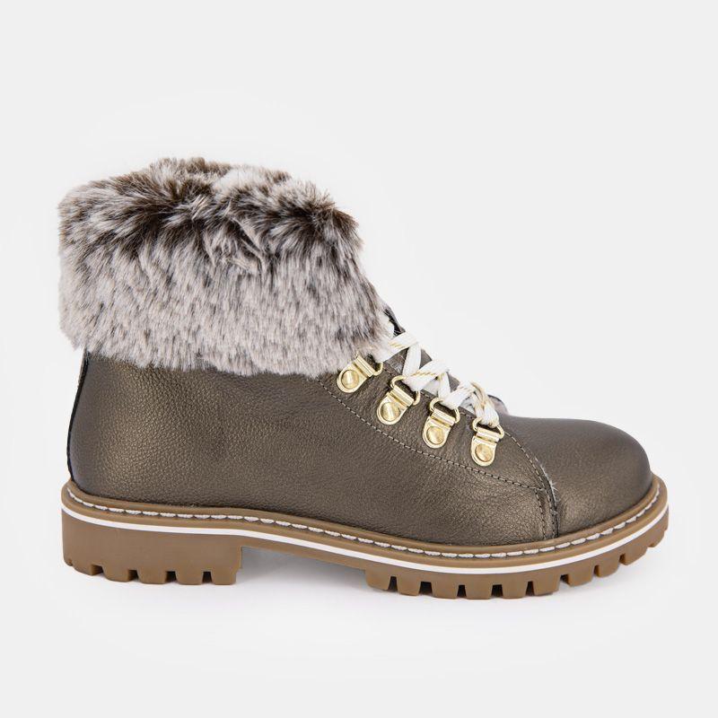 Grainy Leather Boots with Faux Fur Women LES TROPEZIENNES PAR M.BELARBI