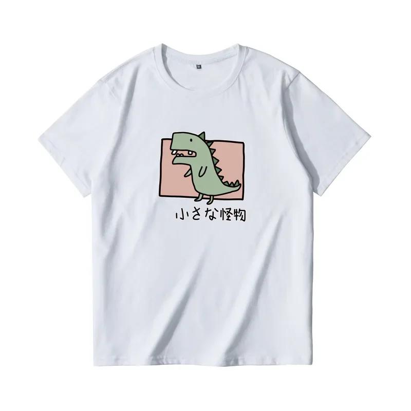 Women's Cotton Crew Neck Monster Japanese-Style Loose-Fitting Short-Sleeved T-Shirt Pure Cotton Korean Trendy Brand for Students Unisex,gift,Top