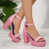 Модные сандалии на платформе и супервысоком каблуке, женская мода, круглый носок, открытый носок, один ремешок, нескользящая подошва, блочный каблук