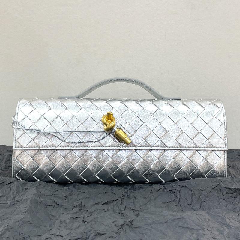 New Handmade Woven Bag With Hardware Lock And Small Square Bag High-end Leather Shoulder Bag Women's Armpit Bag