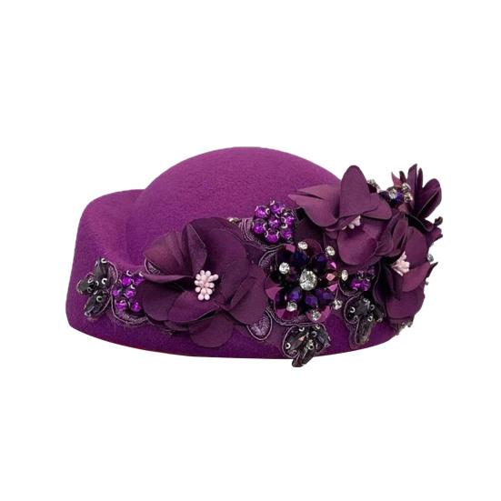 Tea Party Hat for Women Girls Fabric Flower Fascinators Hat Vintage Cocktail Party Pillbox Hat Role Play Bowler Party Accessory