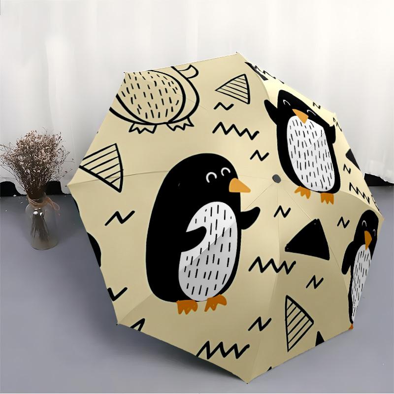 1pc Penguin Pattern Open/Close Folding Umbrella, All- Portable Umbrella for & Men, Stylish Accessory (Holiday Gift) 8-Rib yy251213165
