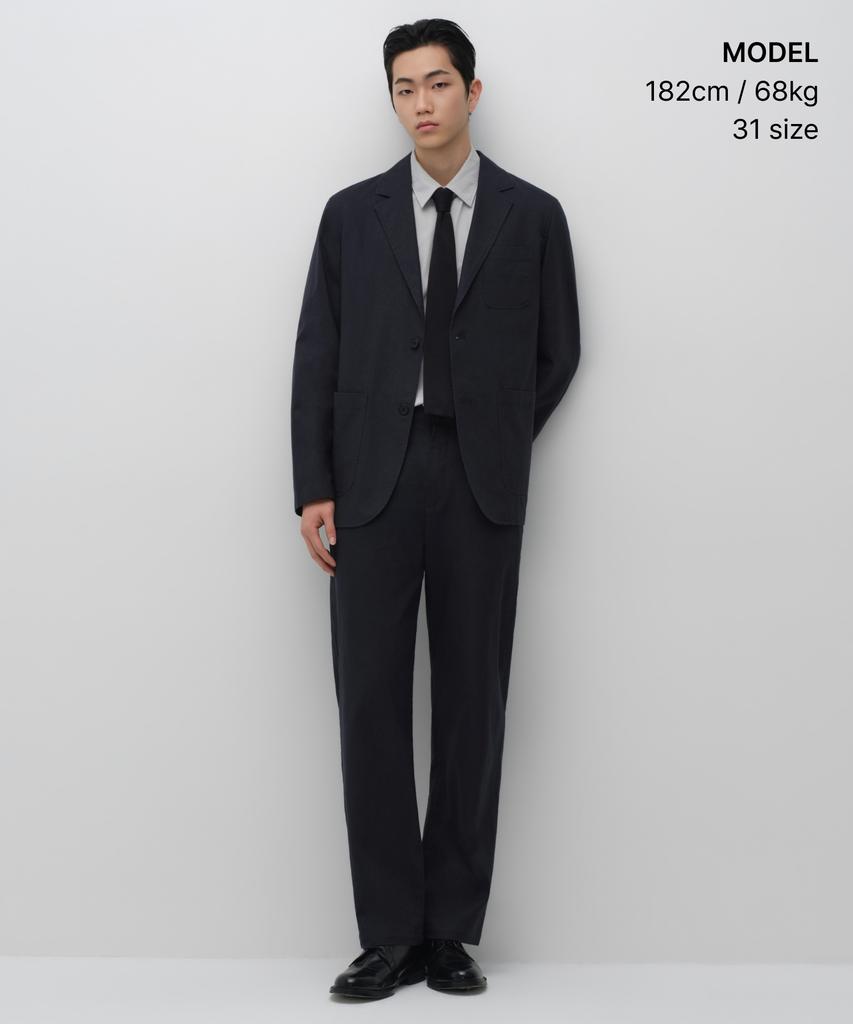 MUSINSA STANDARD [City Workers] Linen Blend Tapered Pants [Navy]
