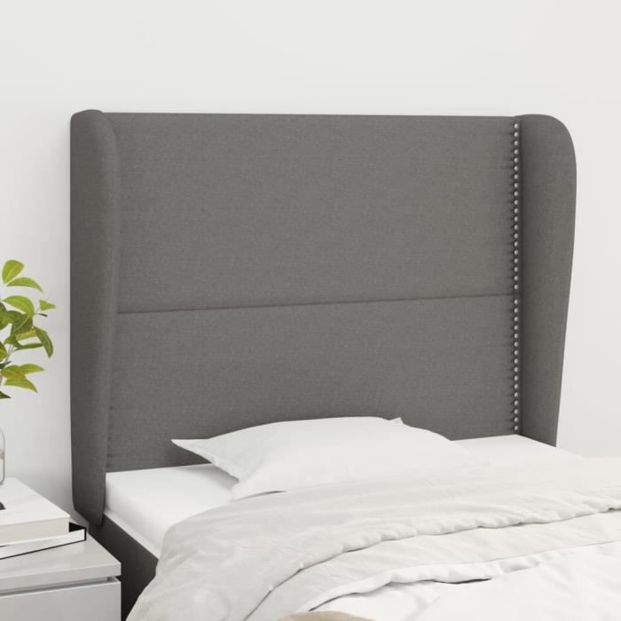 VidaXL Headboard with Ears Dark Grey 103x23x118-128 Cm Fabric3117807