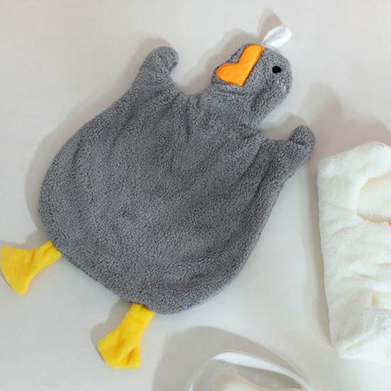 Hand Towel with Hanging Loop Highly Absorbent Quick Drying Wear Resistant Cute Goose Design Kitchen Cloth Dish Towel