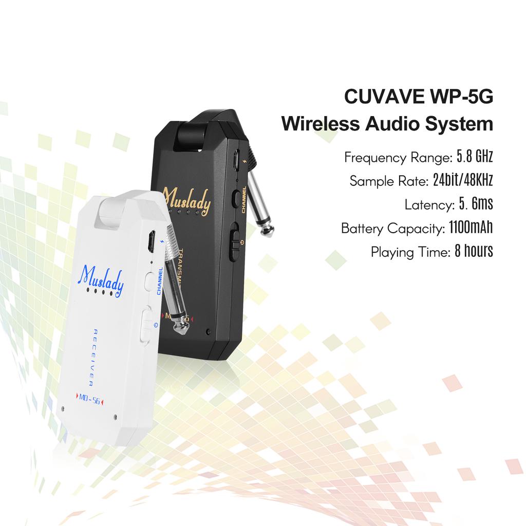 Muslady MD-5G Wireless 5.8G Guitar System Rechargeable Audio Transmitter and Receiver ISM Band for