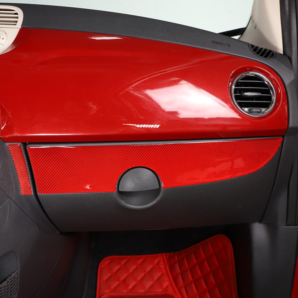 For Fiat 500 2011- Real Carbon Fiber Car Car Central Control Panel Trim Cover Sticker Car Accessories