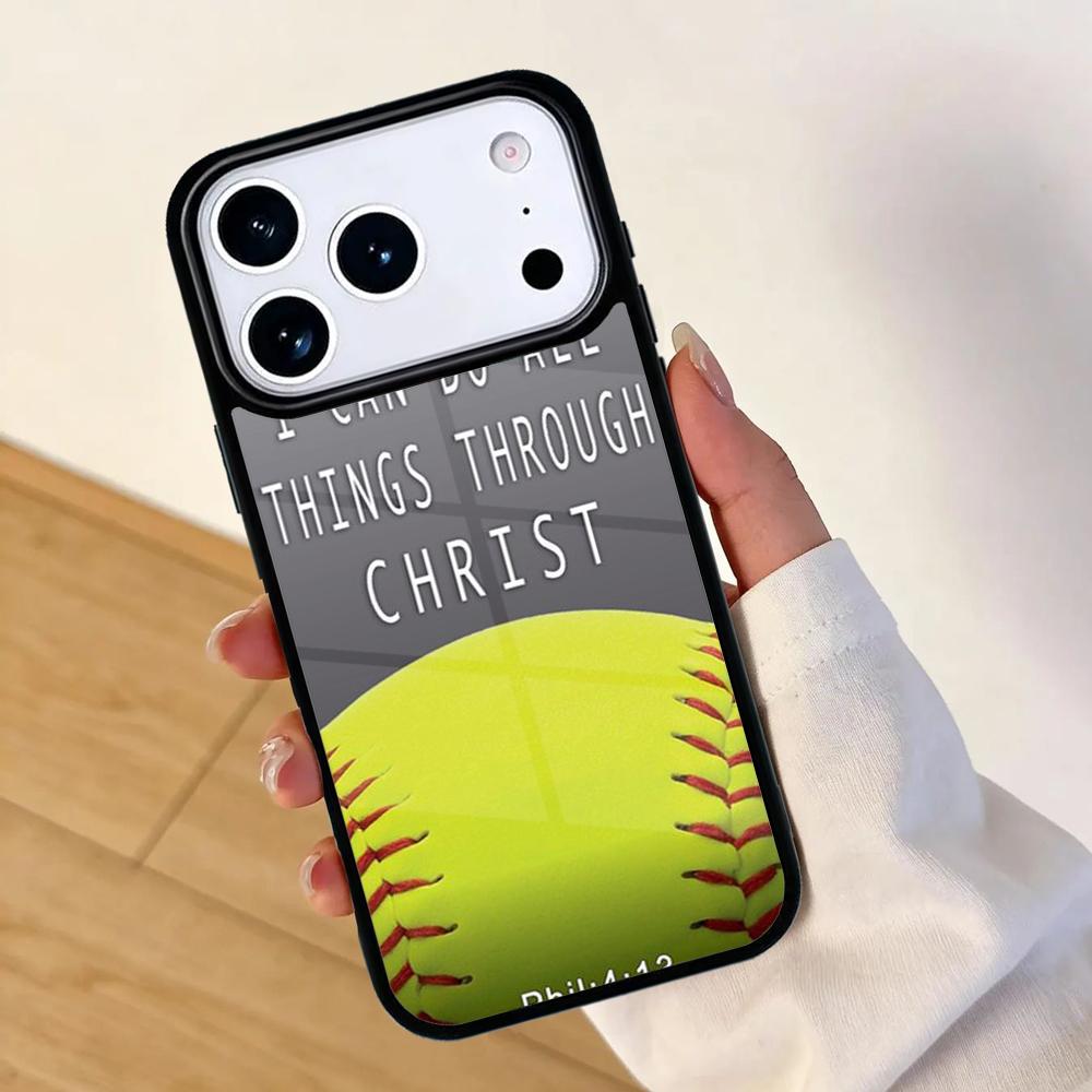 Softball baseball Christian Quote Phone Case For Apple iPhone 17 air 16 Pro Max 15 Pro Max 14 13 12 11 Mini Back Cover