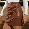 Женская темпераментная пригородная посылка, кожаная юбка на бедрах, тонкая сексуальная короткая юбка из искусственной кожи