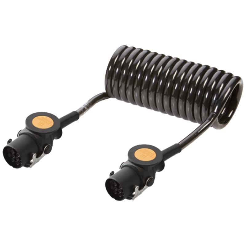 Black spiral cable with 2x13-pin plugs 24V 4m 12x1.5mm2 ISO 7638