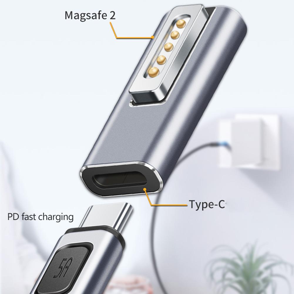 Магнитный PD-адаптер USB Type-C для Magsafe1 Magsafe 2 MacBook Pro Max 5A Быстрая зарядка USB C Female Магнитный штекер-конвертер