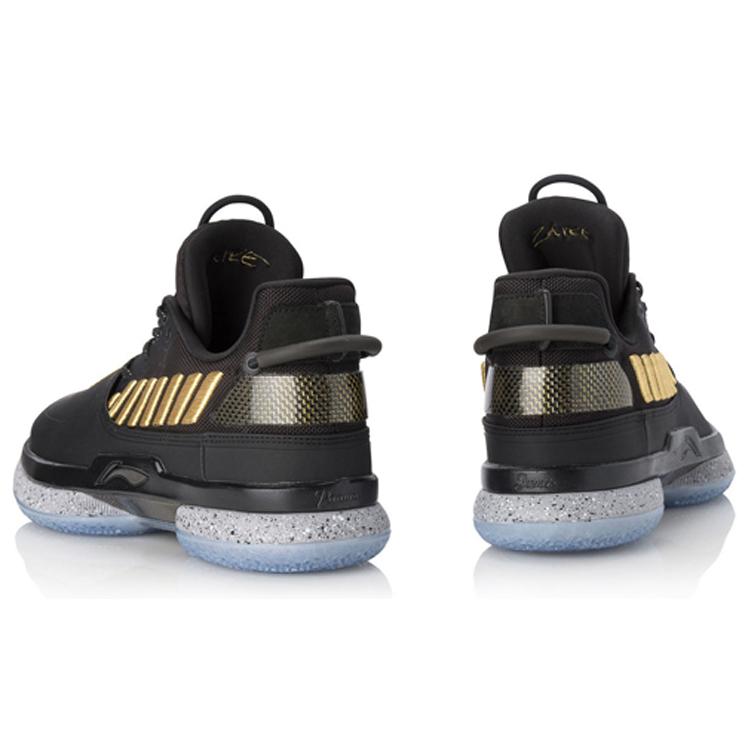 Li Ning WOW 7 Нескользящие износостойкие низкие баскетбольные кроссовки мужские Черно-золотые ABAN079-7