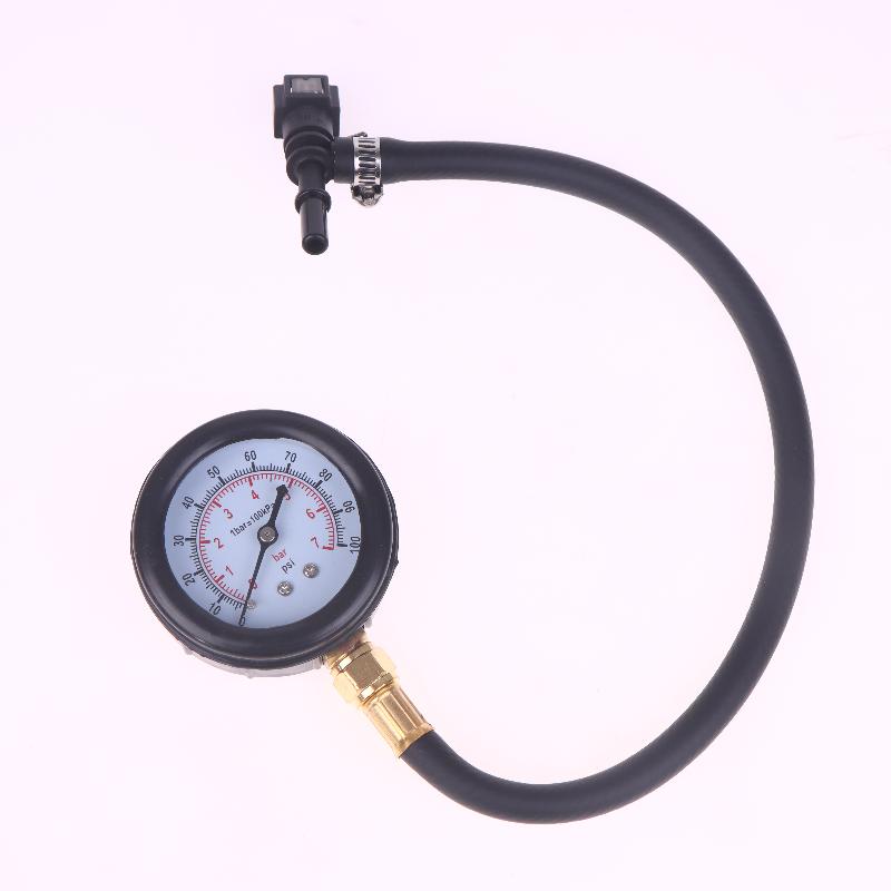 Automobile Fuel System Gasoline Pressure Gauge Motorcycle Car Pressure Tester Tool 0-100Psi 6.3/ 7.89/ 9.49 With Valve