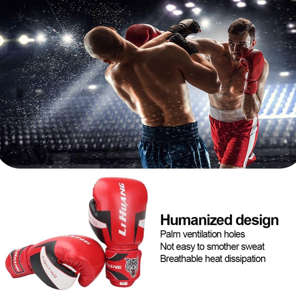 1 Pair of PU Leather Boxing Gloves Breathable Holes Punching Gloves Training Gloves Thai Boxing