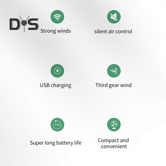 Портативный небольшой вентилятор с 3 настройками скорости Мощный воздушный поток Низкий уровень шума Карманный вентилятор с перезаряжаемой батареей USB