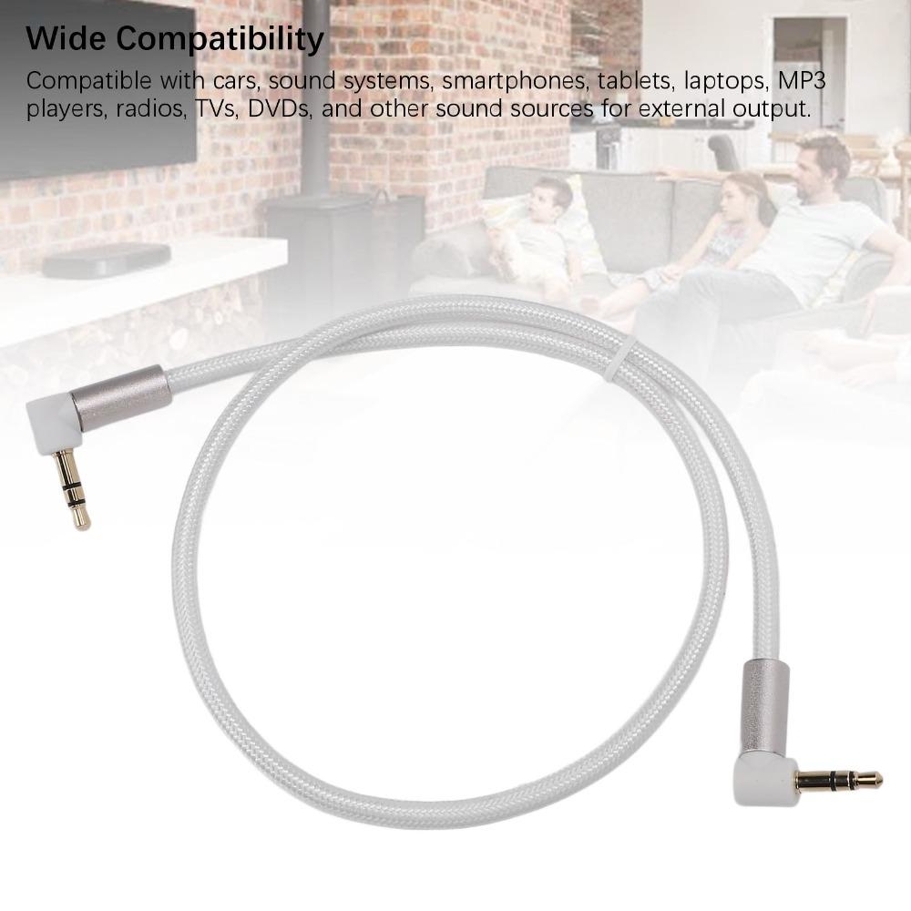90 Degree Angle 3.5mm to 3.5mm Audio Cable Stereo Sound Support Male to Male Aux Cable for Tablet