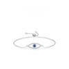 S925 Sterling Silver Full Diamond Devil's Eye Bracelet for Female Niche Light Luxury Hollowed Out Blue Eyes Adjustable Bracelet Accessories