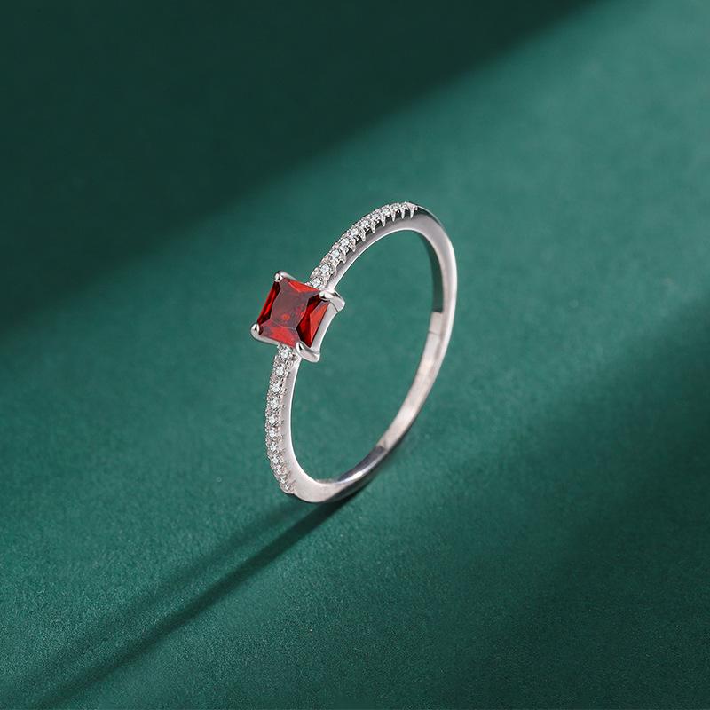 Классическое кольцо с двенадцатью звездами, красочное квадратное кольцо с полным цирконом для женщин, оригинальное стерлинговое серебро, подарок на день Святого Валентина, ювелирные изделия