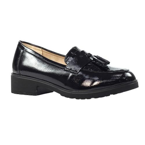 Lunar Womens/Ladies Vivi Patent Faux Leather Loafers
