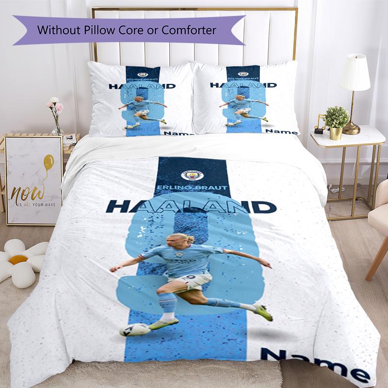 3Pcs Custom Name Manchester City Bedding Set Duvet Cover Closure Includes 1Duvet Cover 2Pillowcases Soft And Comfortable For All Seasons