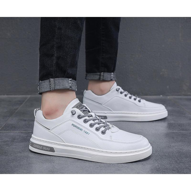 Мужские повседневные белые кожаные кроссовки — модный корейский дизайн, легкие и дышащие