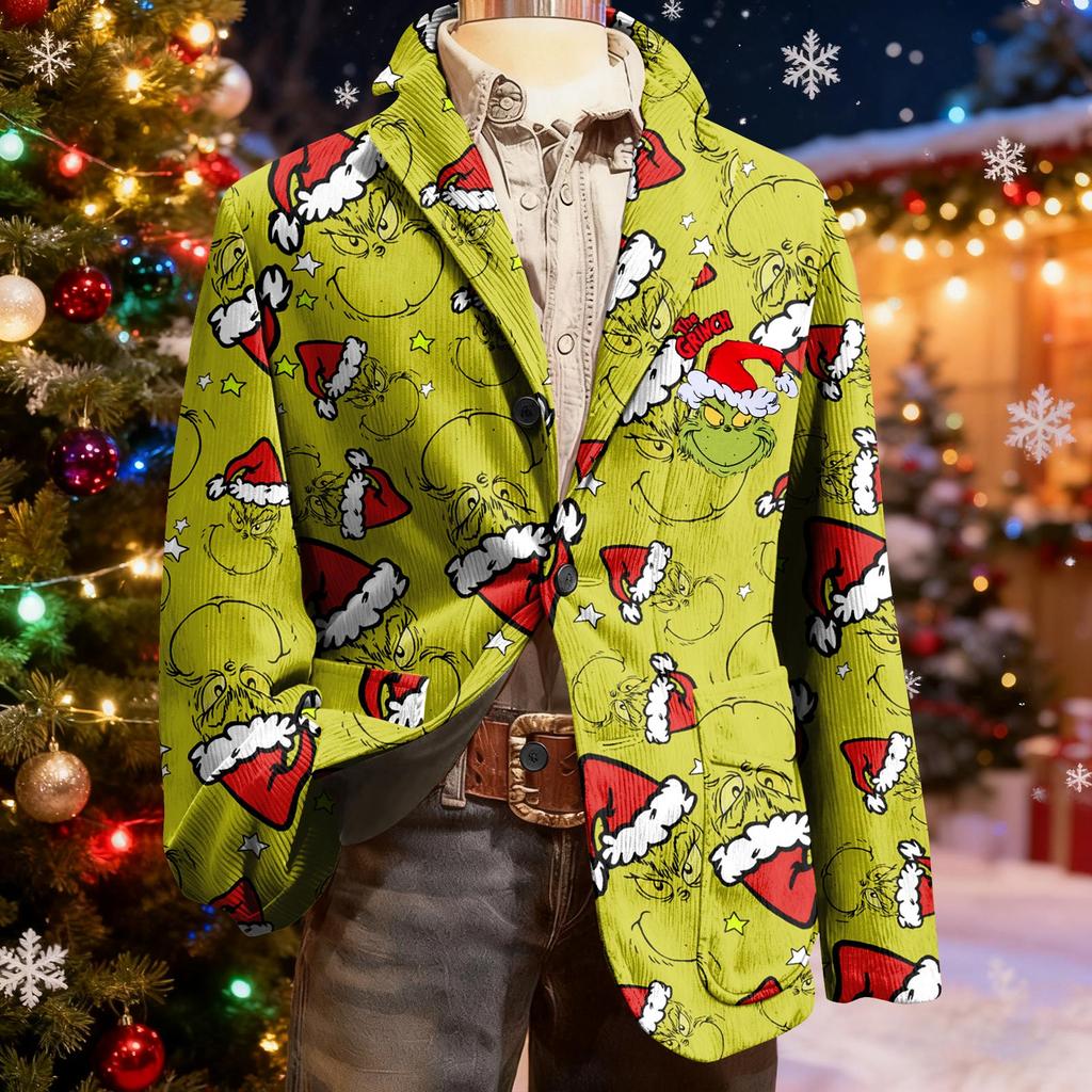 Мужской уродливый рождественский вельветовый теплый карманный пиджак-кардиган, мужской повседневный костюм