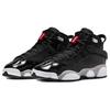 Air Jordan 6 Rings GS Черный Металлик Серебристый Детские Кроссовки Белый Огненно-Красный FZ4186-010