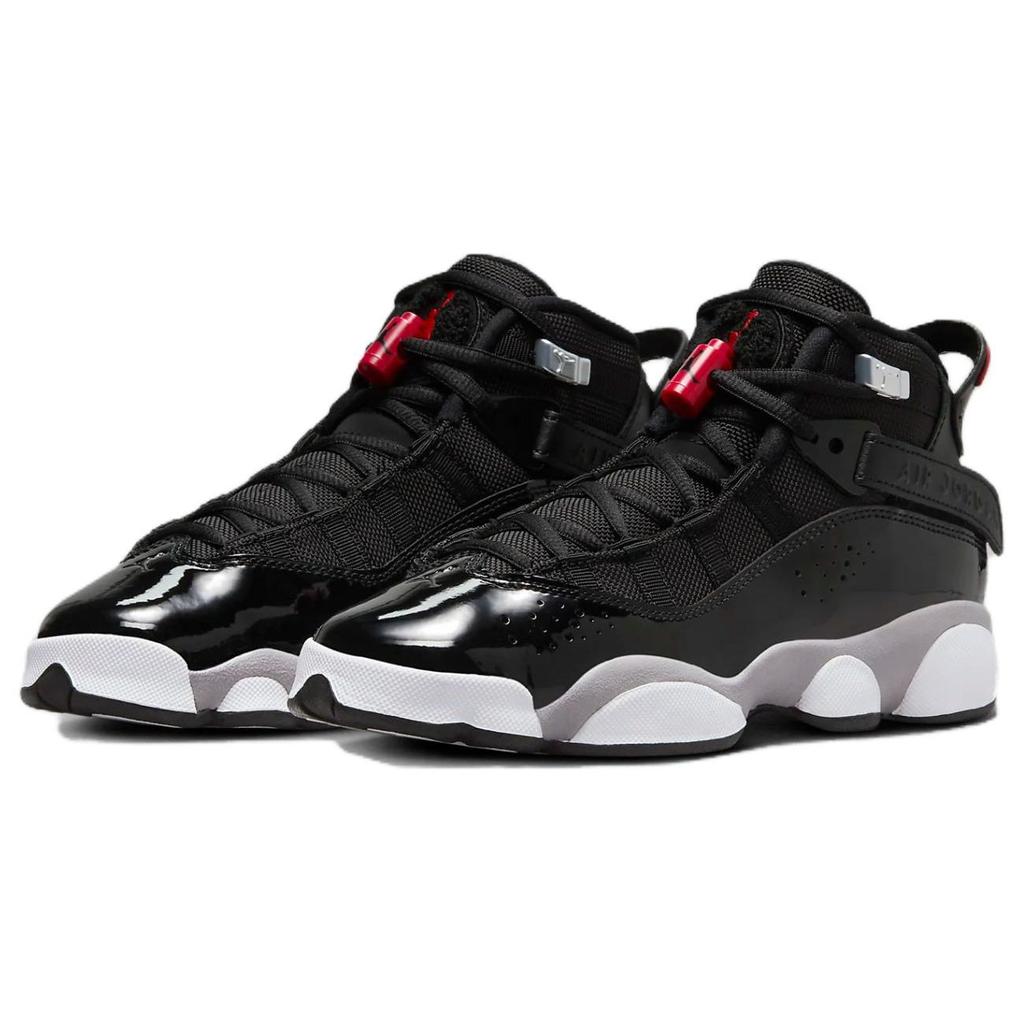 Air Jordan 6 Rings GS Черный Металлик Серебристый Детские Кроссовки Белый Огненно-Красный FZ4186-010