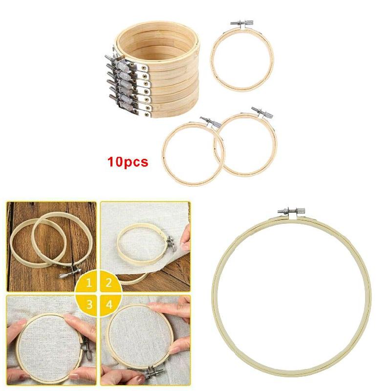 10 шт. DIY Вышивка крестом Вышивка Круг Регулируемый Бамбуковый Обруч Кольцо Держатель