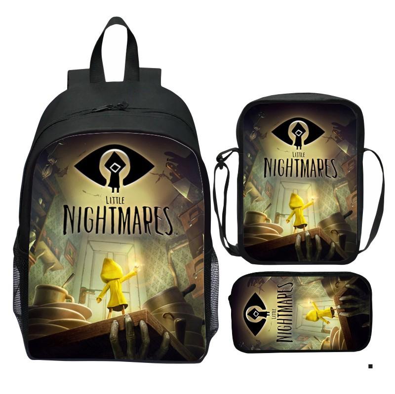 Набор из 3 шт. Школьные сумки Детские сумки для книг Рюкзак Little Nightmares 2, Маленькая сумка через плечо, Пенал Набор Little Nightmares Рюкзак