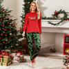 Christmas Print Family Matching Pajama Set, Neck Long Sleeve Top and Pants, Parent Child Loungewear