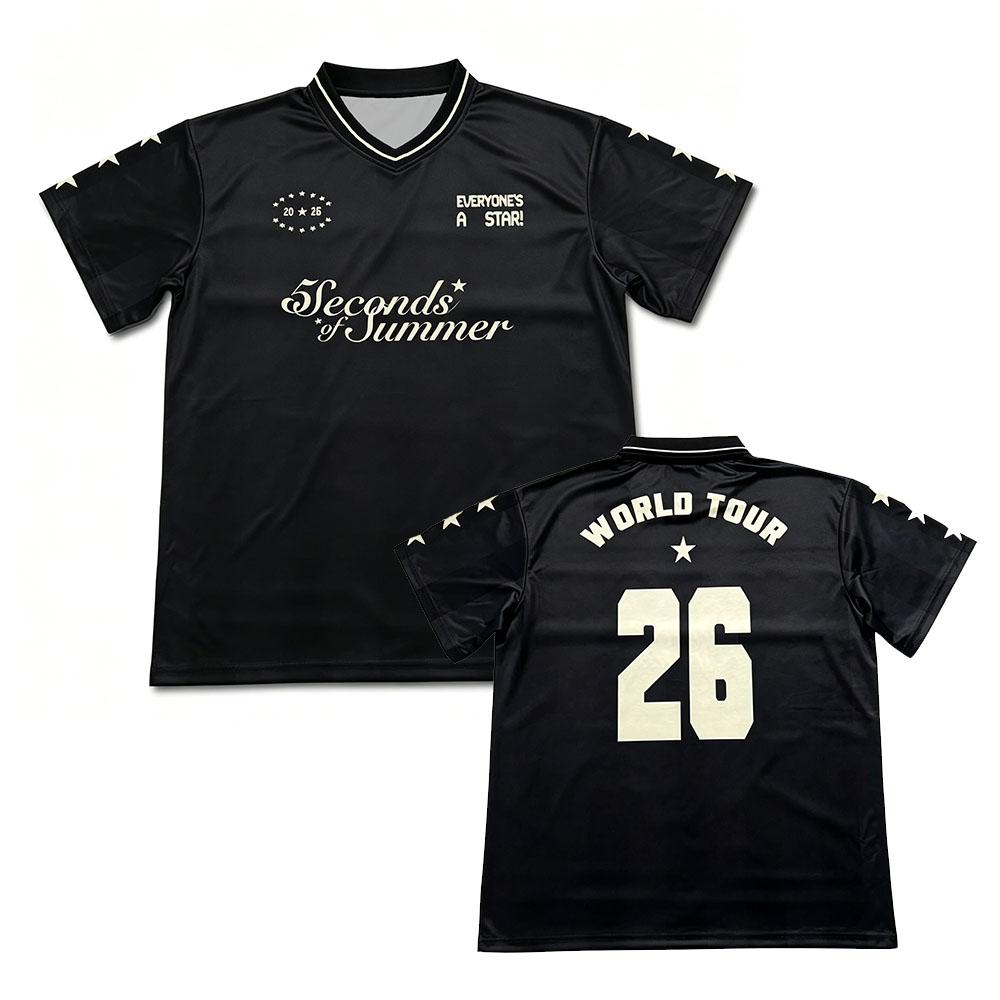 5SOS 5 Seconds of Summer Soccer Jersey Short Sleeve Summer V-neck Men Football Tees Casual Fashion Design Print Merch Clothing