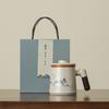 New Chinese Ru kiln office cup portable tea separation tea cup simple wooden handle with lid tea cup light luxury gift box