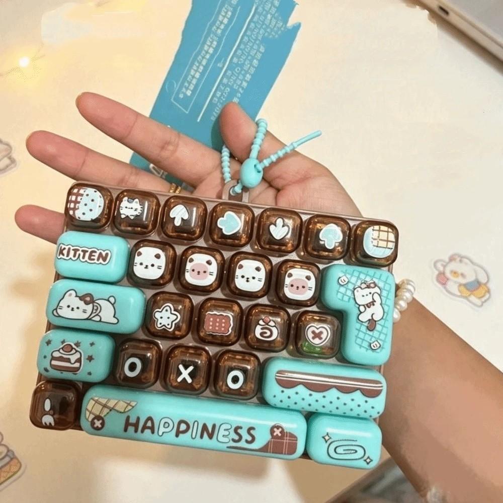 26-Key Decompression Button Toy Transparent Dual-Tone Keyboard Keychain Kids Bag Pendant