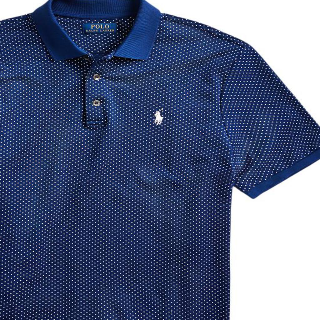 Polo Ralph Lauren Logo Вышитый Slim Fit Рубашка Поло с Коротким Рукавом Мужские Рубашки Поло Синий MNPOKNI1N820596-400