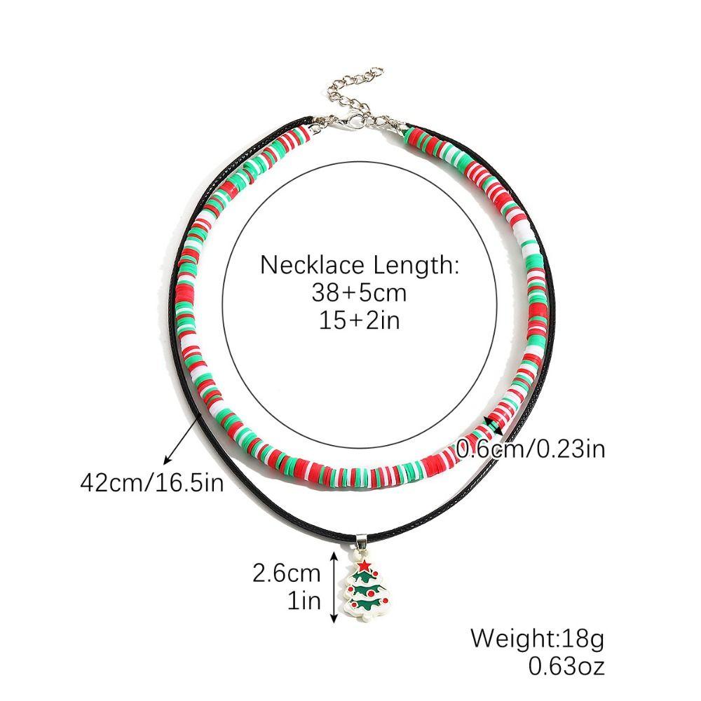 Cartoon Double Layer Christmas Necklace Santa Christmas Tree Rice Beaded Chain Jewelry Accessories Gingerbread Man