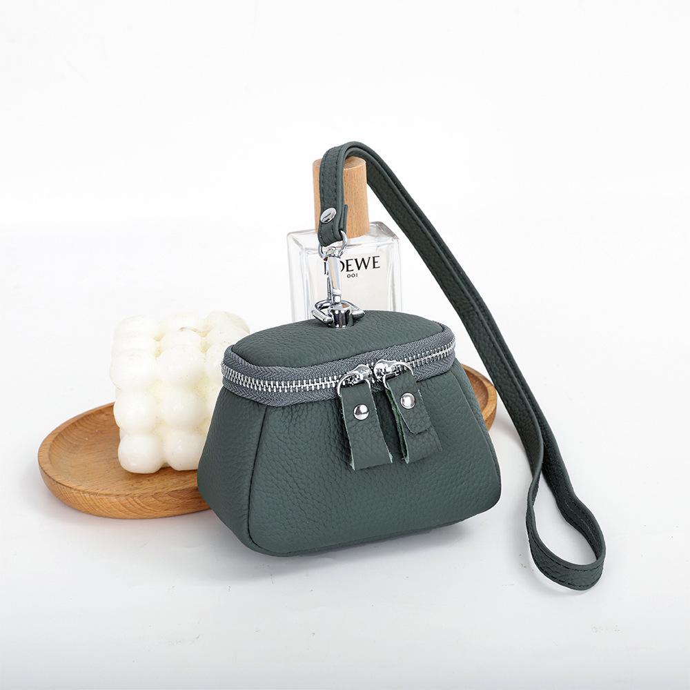 Компактный кошелек для монет из коровьей кожи высшего качества: Стильный чехол-ожерелье для помады, косметики или наушников