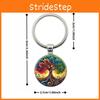 Life Tree Glass Pendant Keychain With Vibrant Line Design For Celebration And Souvenir Use