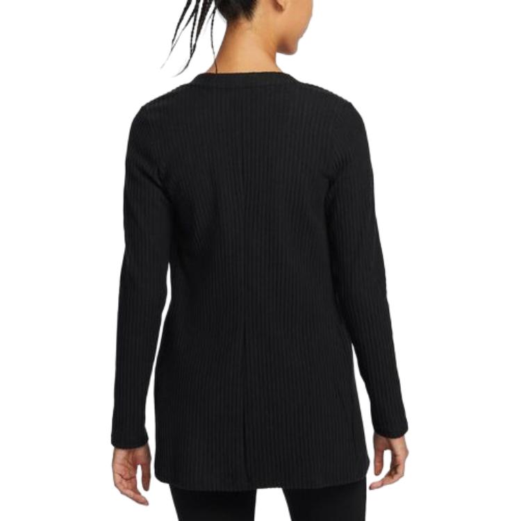 Nike Nsw Chll Knt Rib Cardigan Fashion Universal Comfortable V-образным вырезом с длинным рукавом Dress Women dresses Black HJ1244-010