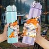 1PC Cute Fox Head Portrait Print 750ml Color Plastic Sports Water Bottle Leakproof Flip Straw Lid Suitable for Sports Office Home Use