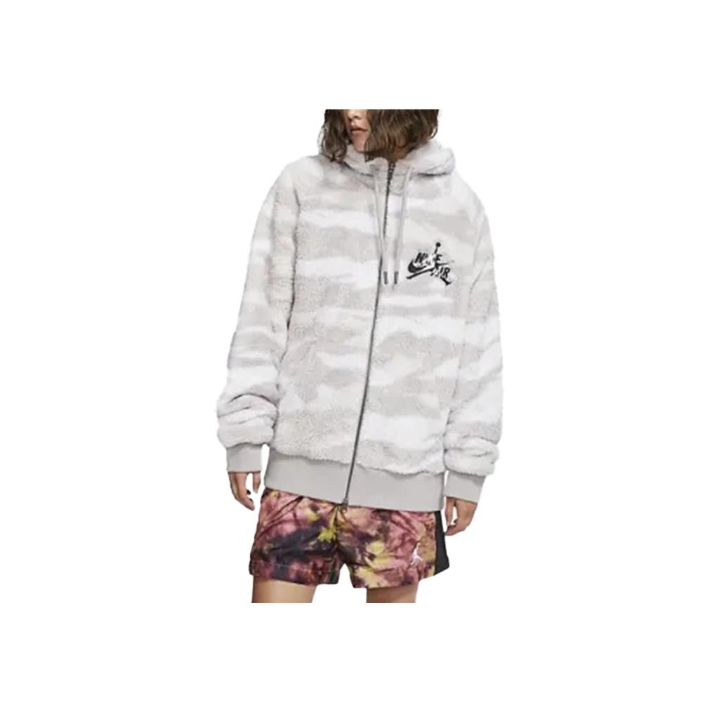 Jordan Куртка с капюшоном на молнии Wings Fleece, мужская верхняя одежда, цвет белый серый CD4830-100