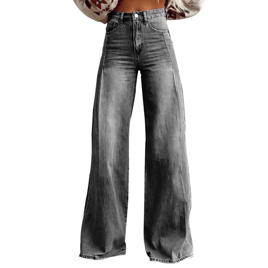 Женские модные повседневные универсальные винтажные широкие джинсы
