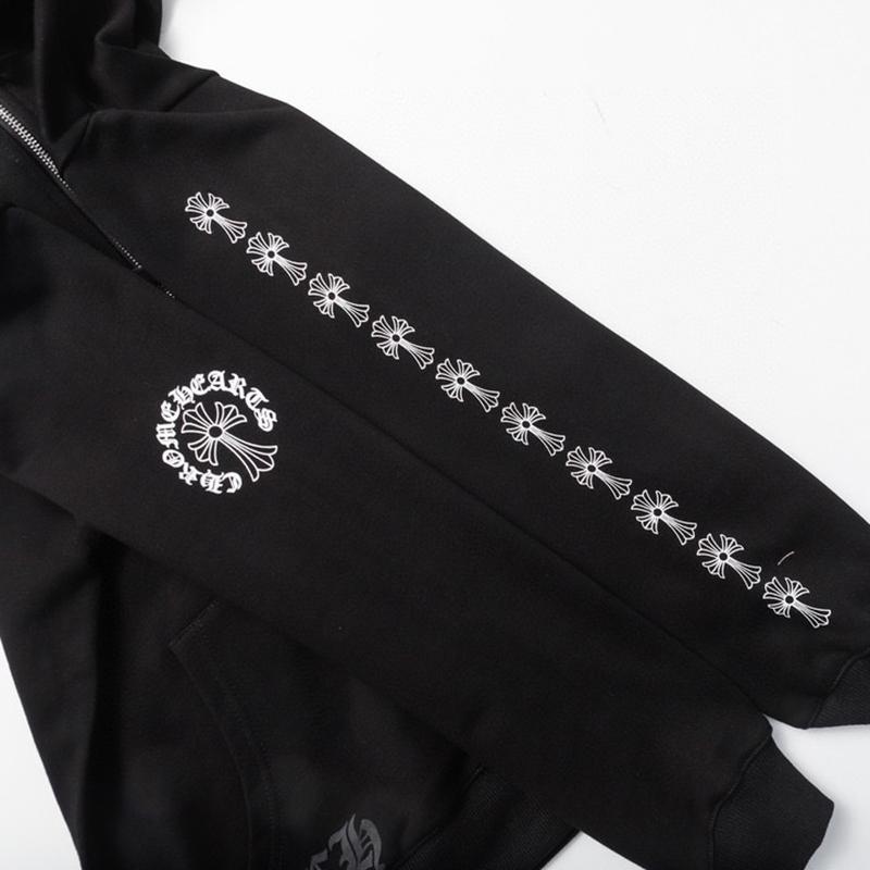 841 CHROME HEARTS Осень-Зима 2026 Новая Классический Стиль Большой Размер Логотип Молния Толстовка с Капюшоном, Подходит для Ношения Парами